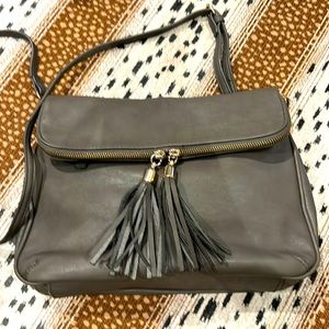 BP grey man made suede crossbody